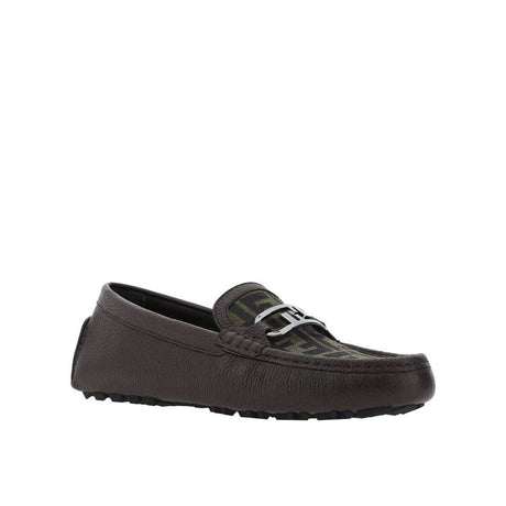 Fendi Leather Monogram Loafers - Hilstor