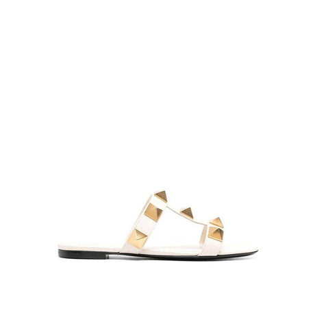 Valentino Garavani Roman Stud Leather Flat Sandals - Hilstor
