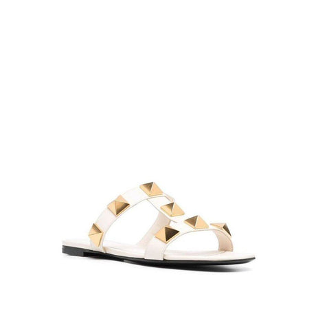 Valentino Garavani Roman Stud Leather Flat Sandals - Hilstor