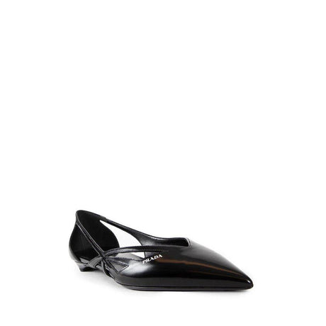Prada Brushed Leather Cut-Out Ballerina Flats - Hilstor