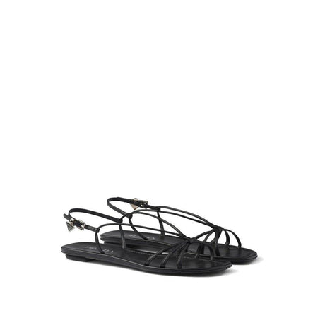 Prada Leather Flat Sandals - Hilstor
