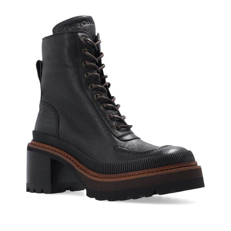 See By Chloé Mahalia Leather Lace-Up Boots - Hilstor