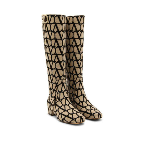 Valentino Garavani Canvas Logo Boots - Hilstor