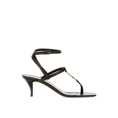 Saint Laurent Cassandra Leather Flip-Flop Sandals - Hilstor