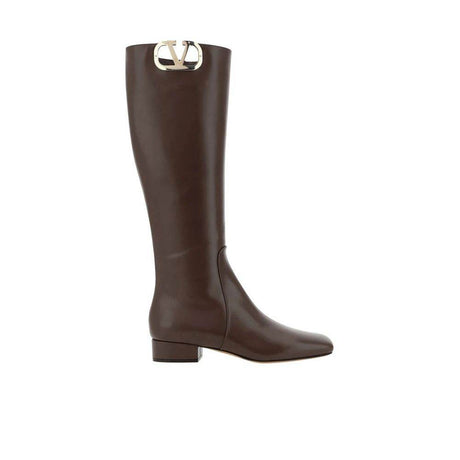 Valentino Garavani Leather Logo Boots - Hilstor