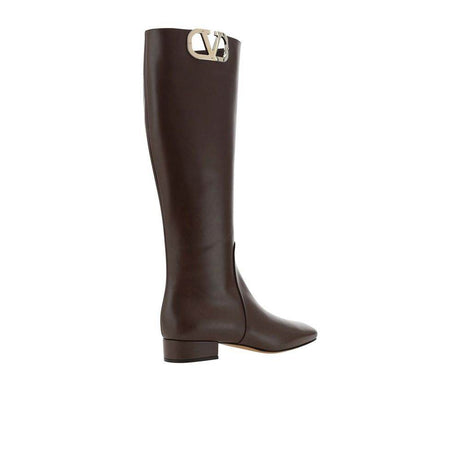 Valentino Garavani Leather Logo Boots - Hilstor