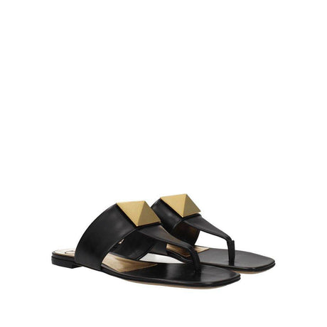 Valentino Garavani One Stud Leather Thong Sandals - Hilstor