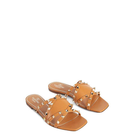 Valentino Garavani Rockstud Leather Flat Sandals - Hilstor