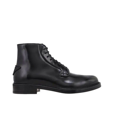 Prada Leather Lace-Up Boots - Hilstor