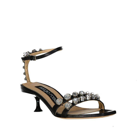 Sergio Rossi Leather Crystal Sandals - Hilstor