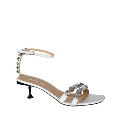 Sergio Rossi Leather Crystal Sandals - Hilstor