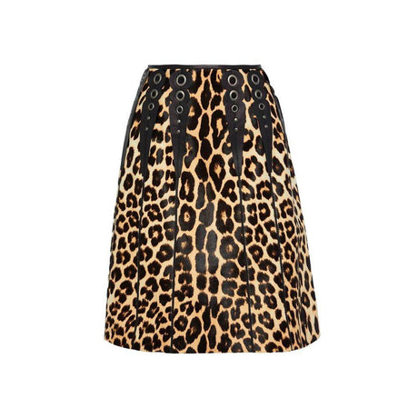 Bottega Veneta Leopard Print Calf Hair Skirt - Hilstor