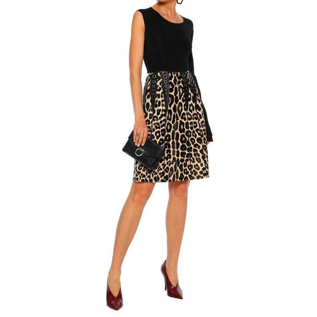 Bottega Veneta Leopard Print Calf Hair Skirt - Hilstor