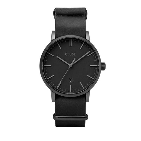 Cluse Black Leather Watch - Hilstor