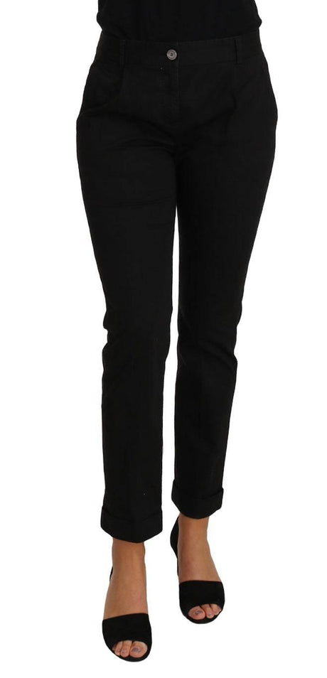 Dolce & Gabbana Black Dress Cropped Straight Straight Pants - Hilstor