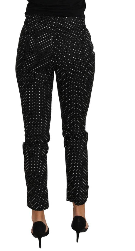 Dolce & Gabbana Black Dress Polka Dot Cropped Straight Pants - Hilstor