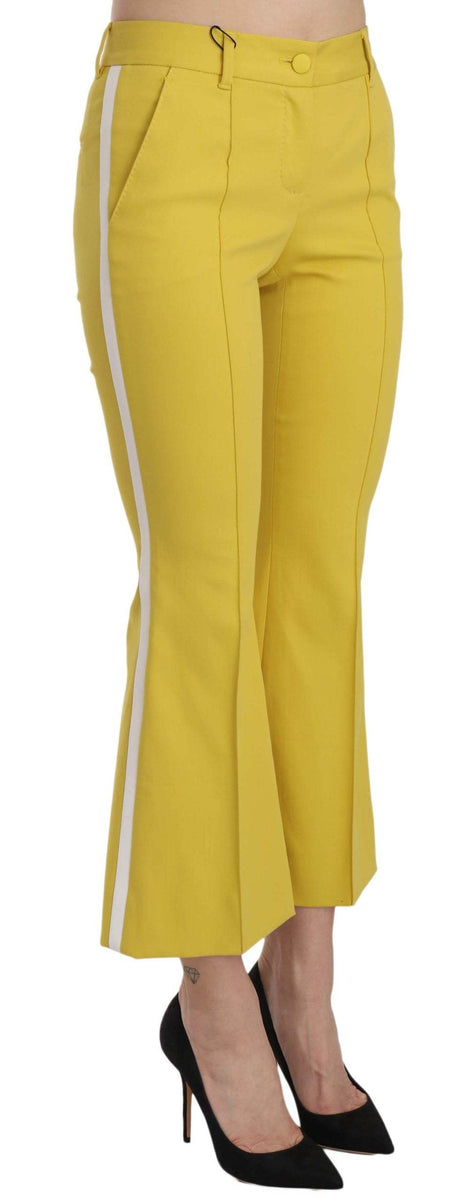 Dolce & Gabbana Yellow Flared Bootcut Capri Cotton Pants - Hilstor