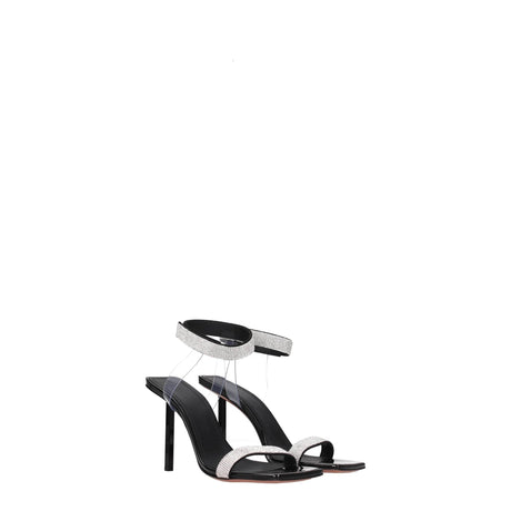 Amina Muaddi Black Crystals Stiletto Heels Sandals - Hilstor