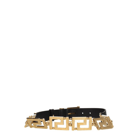 Versace Black Leather Regular Belts - Hilstor