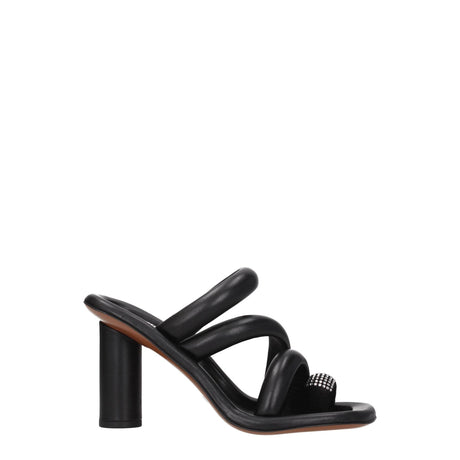Ambush Black Leather Stiletto Heels Sandals - Hilstor
