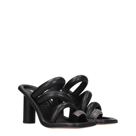 Ambush Black Leather Stiletto Heels Sandals - Hilstor