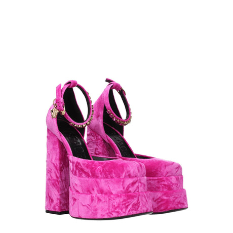 Versace Pink Velvet Platforms - Hilstor