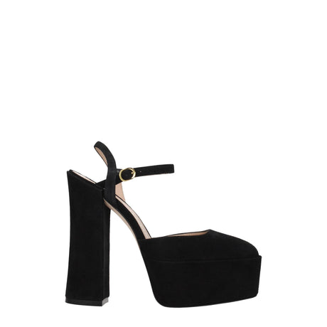 Stuart Weitzman Black Leather Platforms - Hilstor