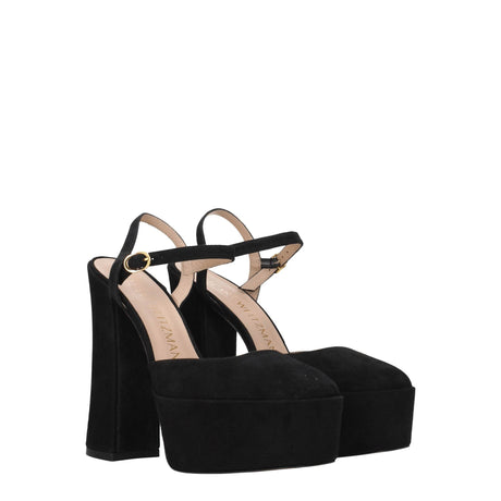 Stuart Weitzman Black Leather Platforms - Hilstor