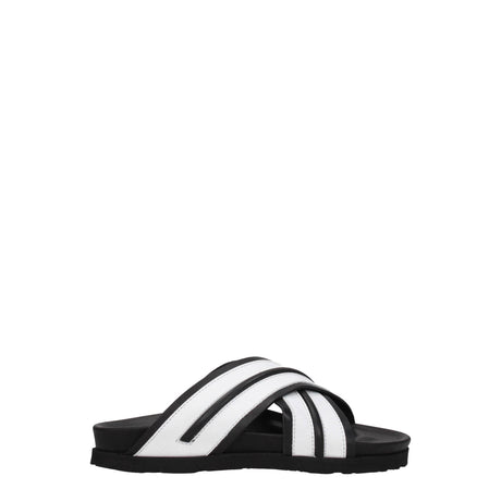 Palm Angels White Leather Slippers Sandals - Hilstor