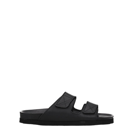 Palm Angels Black Leather Slippers Sandals - Hilstor