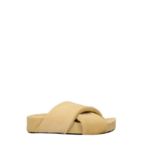 Jil Sander Beige Horsehair Slippers Sandals - Hilstor