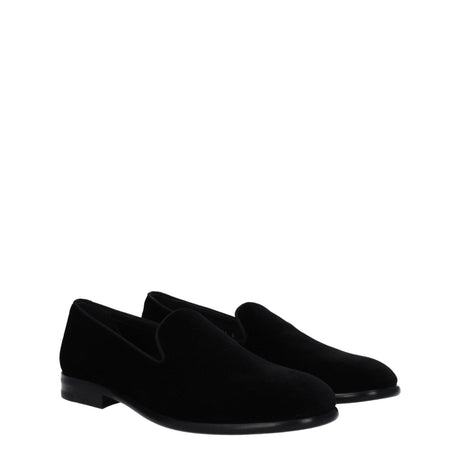Dolce & Gabbana Black Velvet Slip-On Loafers - Hilstor