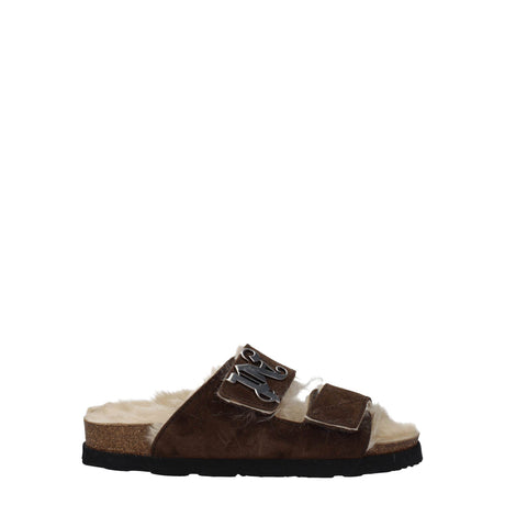 Palm Angels Brown Leather Slippers Sandals - Hilstor