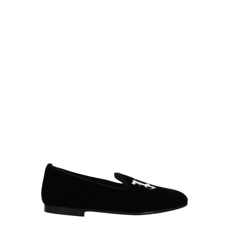 Palm Angels Black Velvet Slip-On Loafers - Hilstor