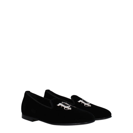 Palm Angels Black Velvet Slip-On Loafers - Hilstor