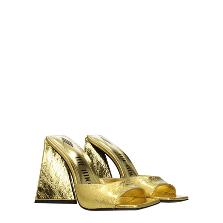 The Attico Gold Leather Platforms - Hilstor