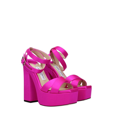 Jimmy Choo Pink Satin Platforms - Hilstor