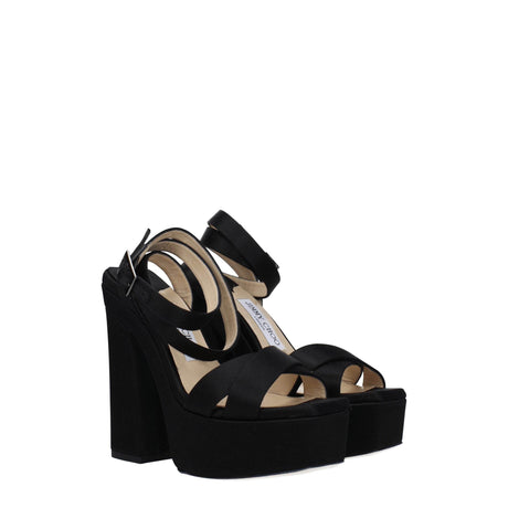 Jimmy Choo Black Satin Platforms - Hilstor