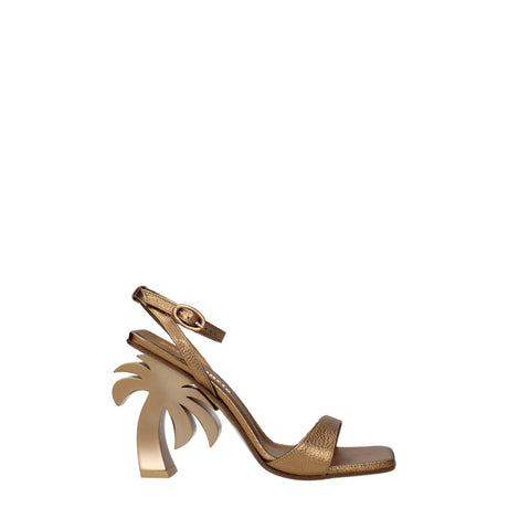 Palm Angels Gold Leather Platforms - Hilstor