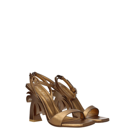 Palm Angels Gold Leather Platforms - Hilstor