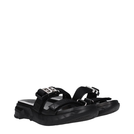 Givenchy Black Fabric Slippers Sandals - Hilstor
