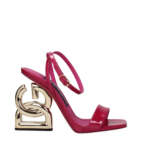 Dolce & Gabbana Pink Leather Stiletto Heels Sandals - Hilstor