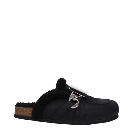 Jw Anderson Black Leather Slippers Sandals - Hilstor