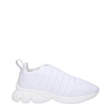 Burberry White Leather Sneakers - Hilstor