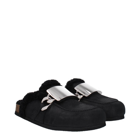 Jw Anderson Black Leather Slippers Sandals - Hilstor