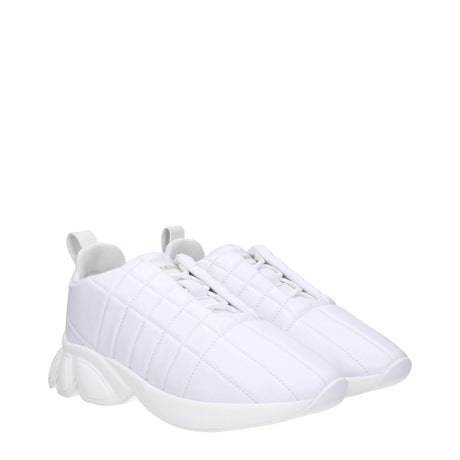 Burberry White Leather Sneakers - Hilstor
