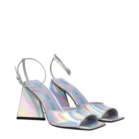 The Attico Gray Leather Platforms - Hilstor