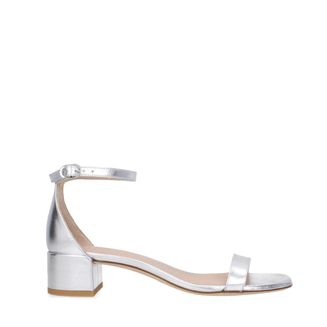 Stuart Weitzman Gray Leather Flat Sandals - Hilstor
