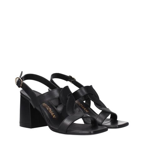 Stuart Weitzman Black Leather Platforms - Hilstor