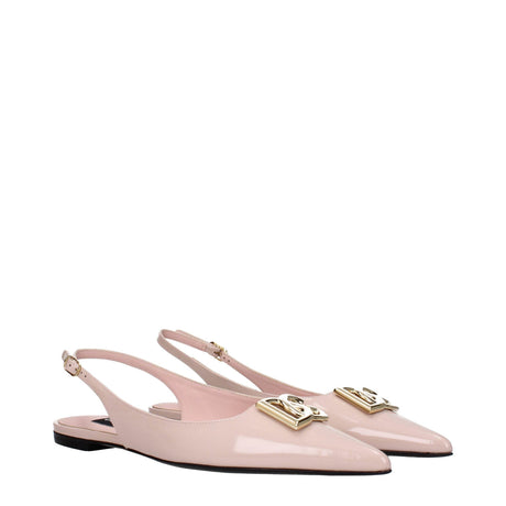 Dolce & Gabbana Pink Leather Ballet Flats - Hilstor